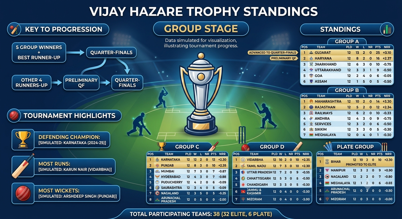 vijay hazare trophy standings