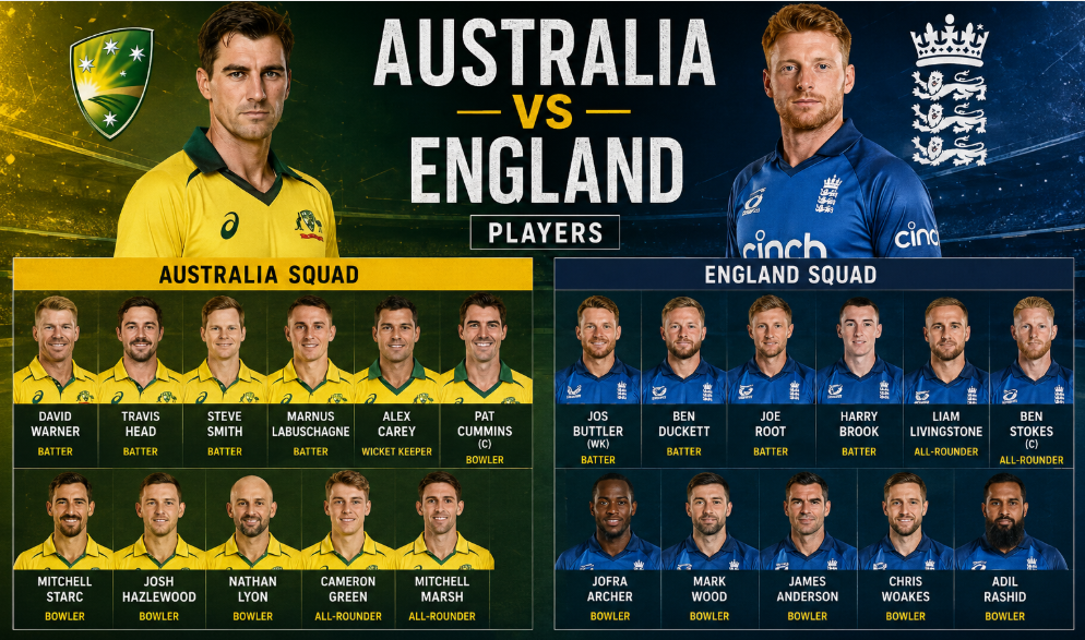 Australian Men’s Cricket Team Vs England Cricket Team Players