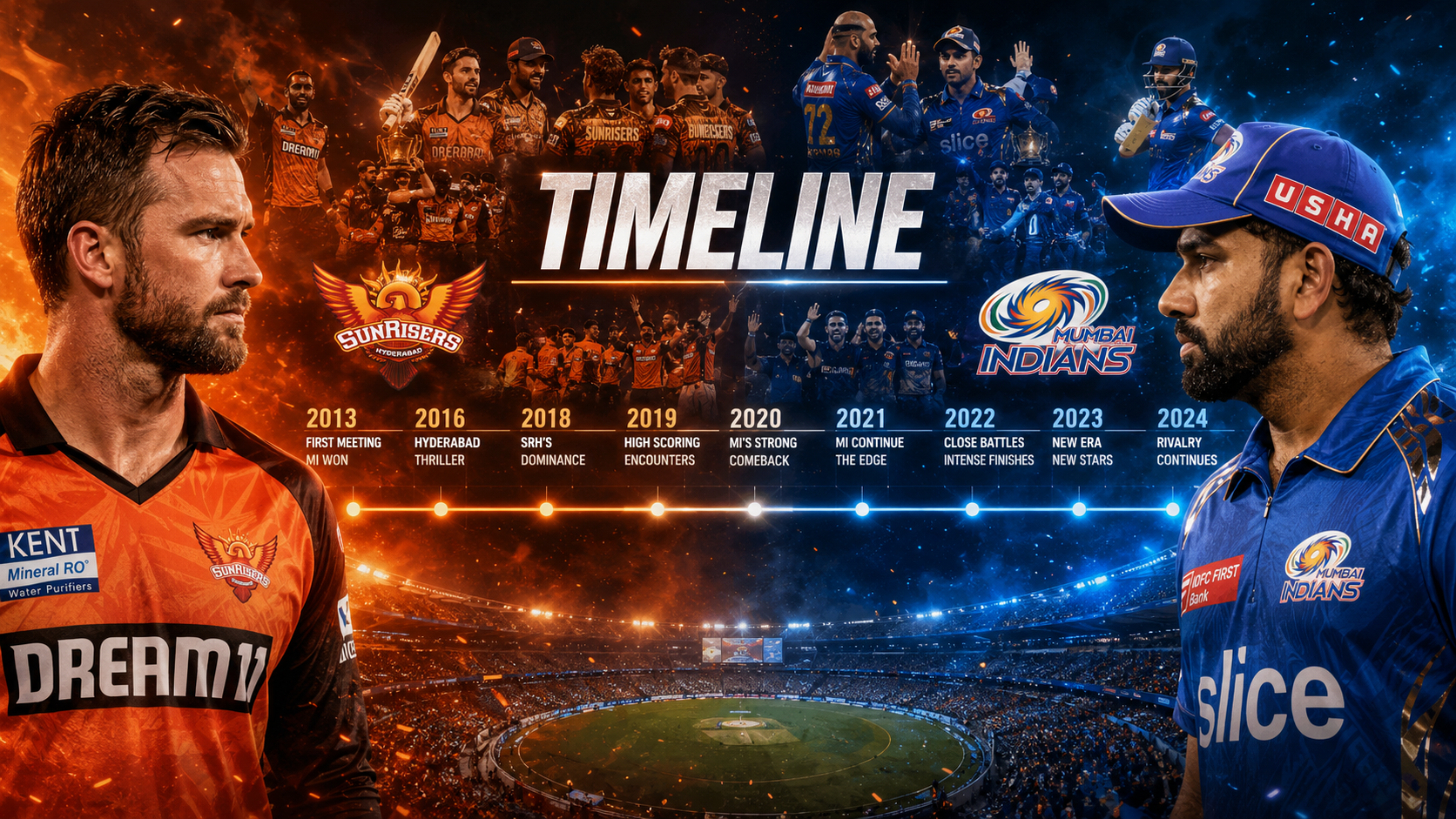 Sunrisers Hyderabad Vs Mumbai Indians Timeline