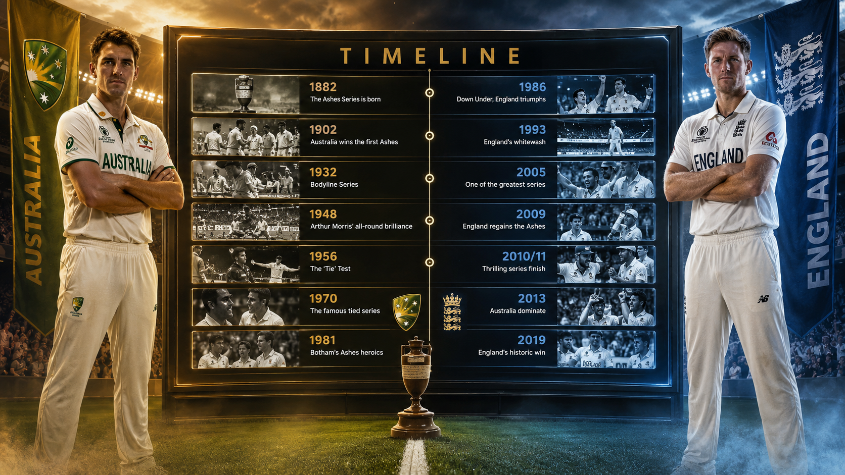 Australian Men’s Cricket Team Vs England Cricket Team Timeline